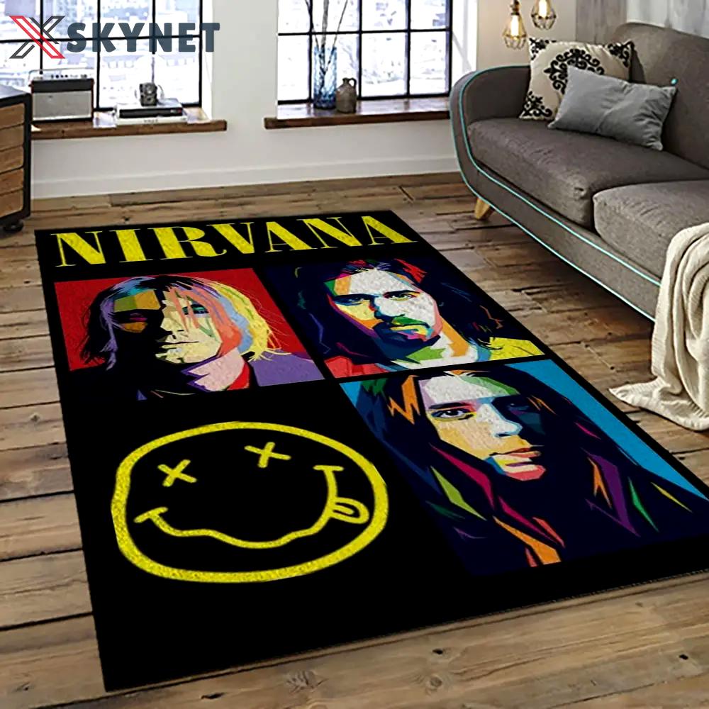 Nirvana rock band punk rock music retangle carpet area rug home decor best gift for fan and friends nv24 Rectangle Rug