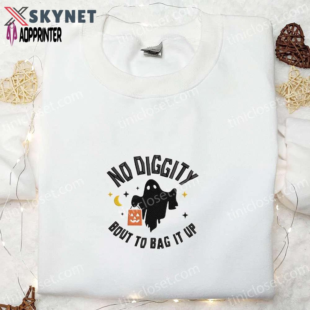 No diggity ghost embroidered shirt: perfect halloween clothing & ideas Embroidered Shirt