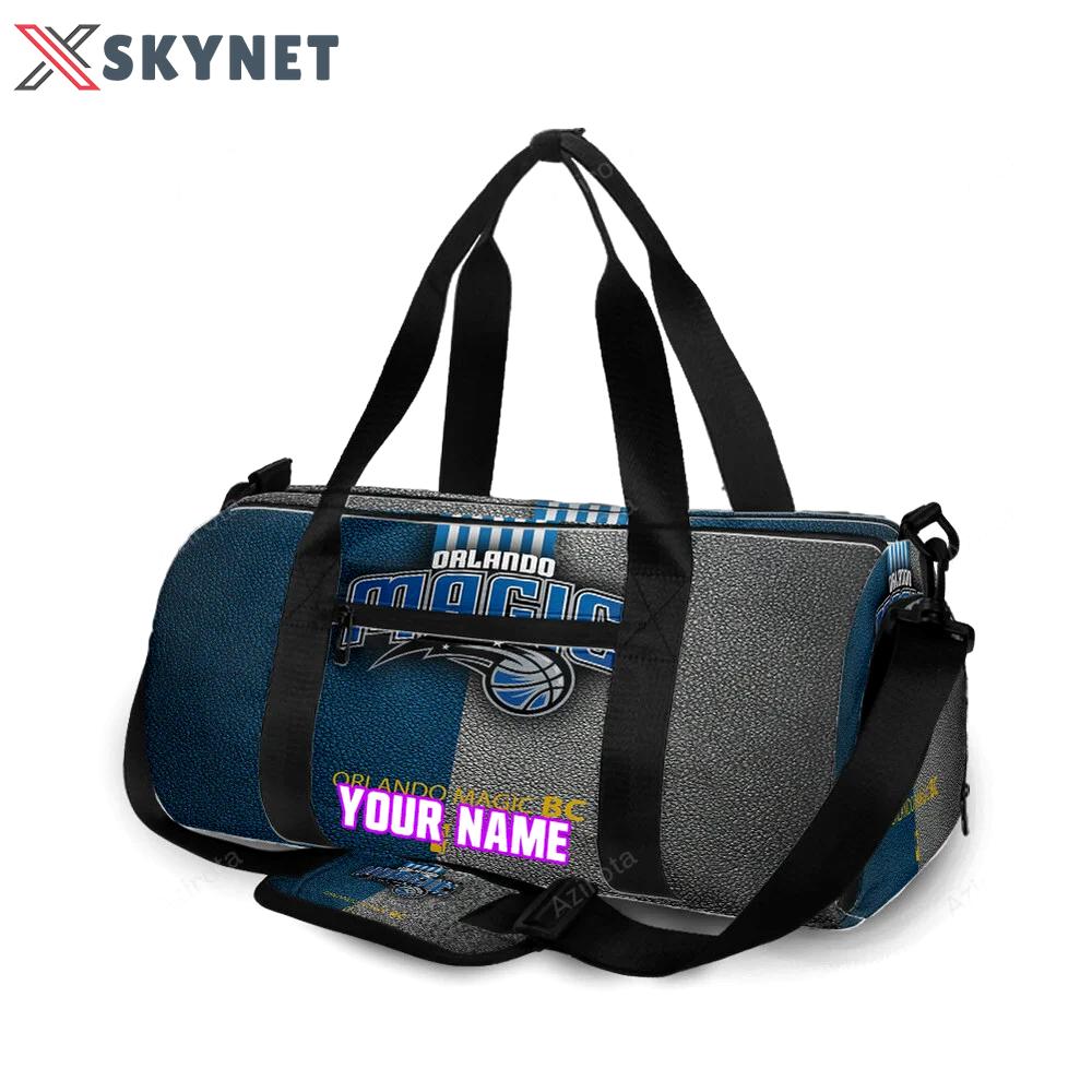 Orlando magic blue gray leather personalized name travel bag gym bag 1063 Travel Bag