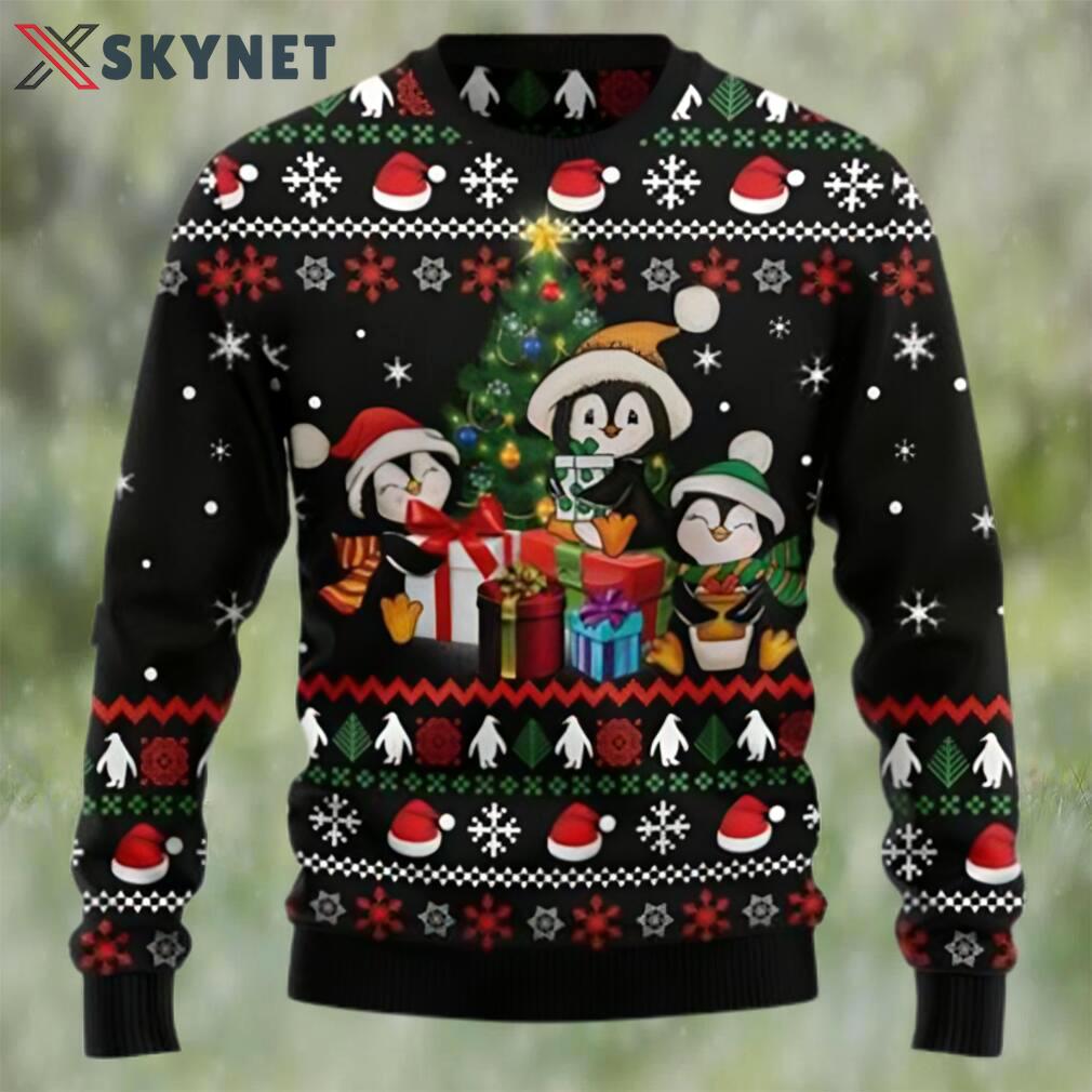 Penguin christmas tree and gift ugly christmas sweater Christmas Ugly Sweater