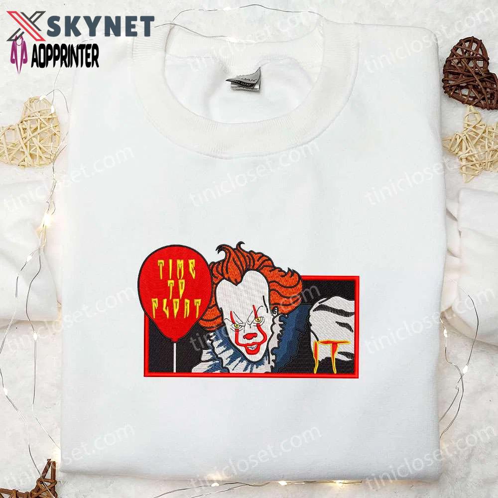 Pennywise balloon embroidered shirt spooky hoodie funny t-shirt: perfect halloween apparel Embroidered Shirt