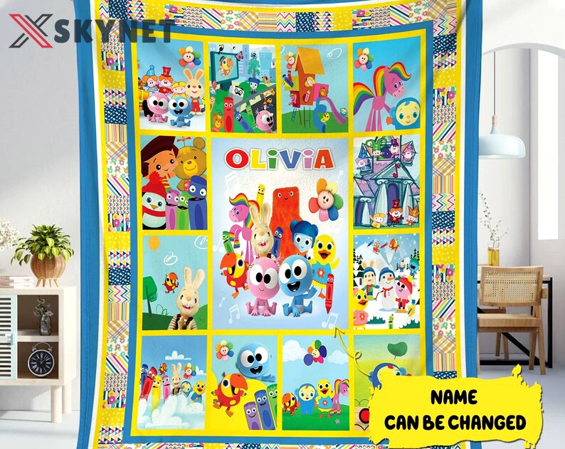 Personalized baby first tv fleece blanket, bäby first tv throw blanket for couch sofa, kids tv show blanket, birthday gift Quilt Blanket