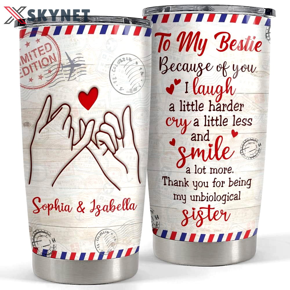 Personalized best friend tumbler letter to besties for soulmate sister Personalized Tumbler