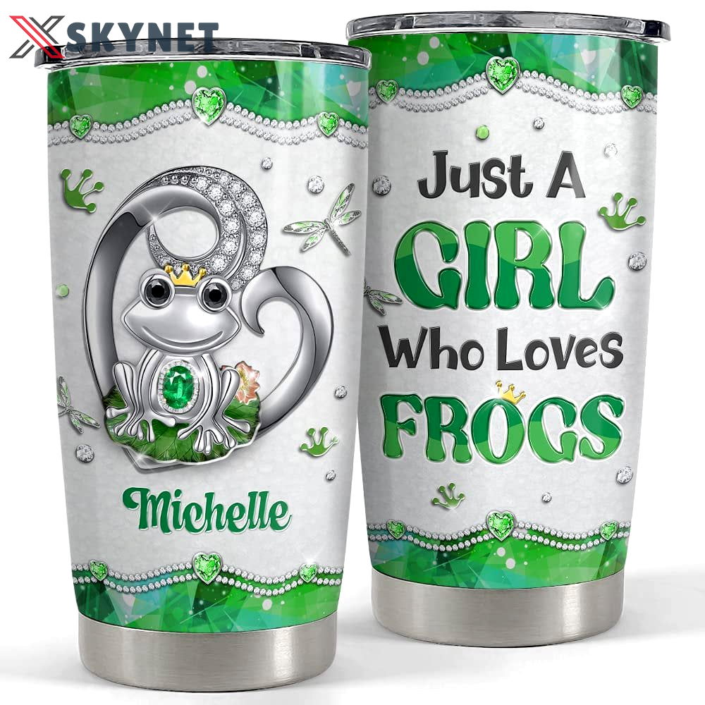 Personalized frog tumbler jewelry style girl loves frogs best gift Personalized Tumbler