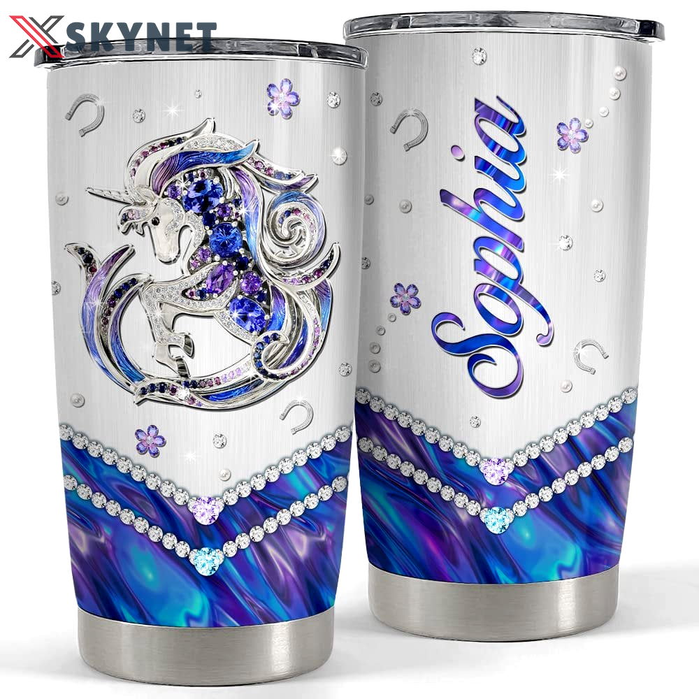 Personalized hologram unicorn tumbler jewelry style for animal lover Personalized Tumbler