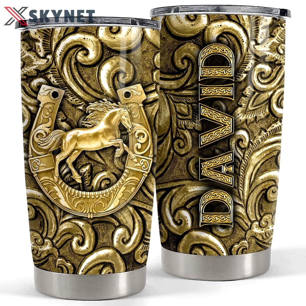 Personalized horse tumbler printed metallic style for animal lover Personalized Tumbler