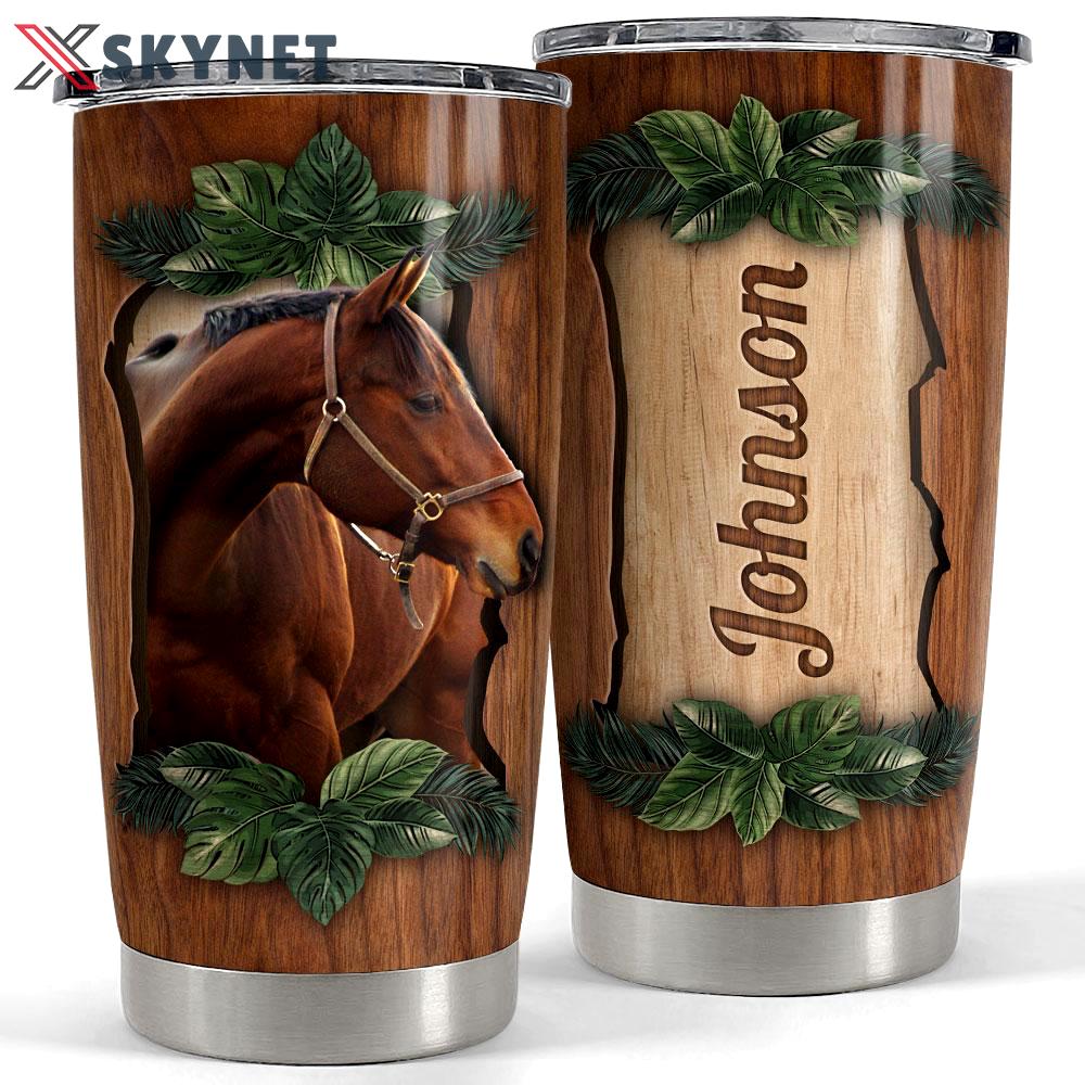 Personalized horse tumbler wood drawing style Personalized Tumbler