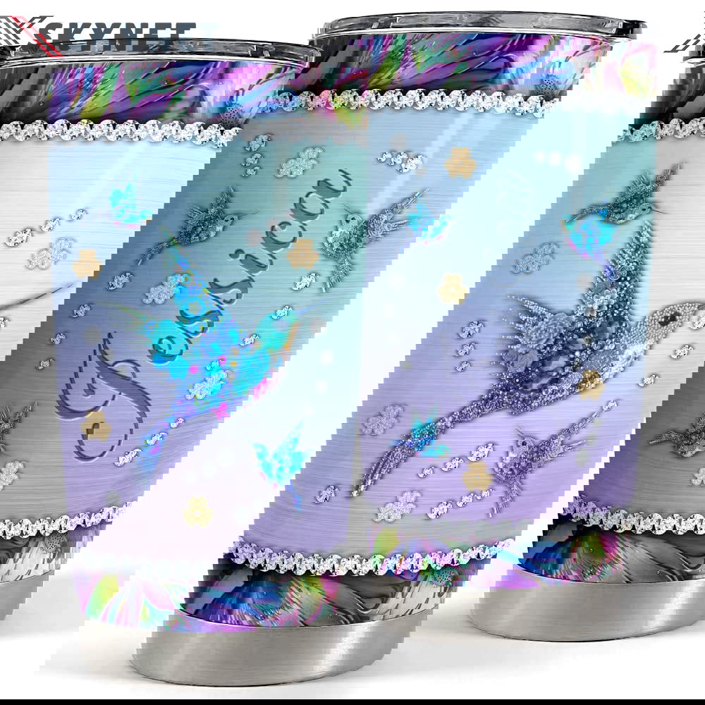 Personalized hummingbird tumbler floral and jewelry style Personalized Tumbler