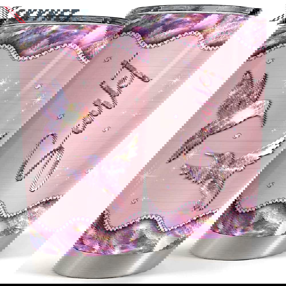 Personalized hummingbird tumbler metallic drawing pink color Personalized Tumbler