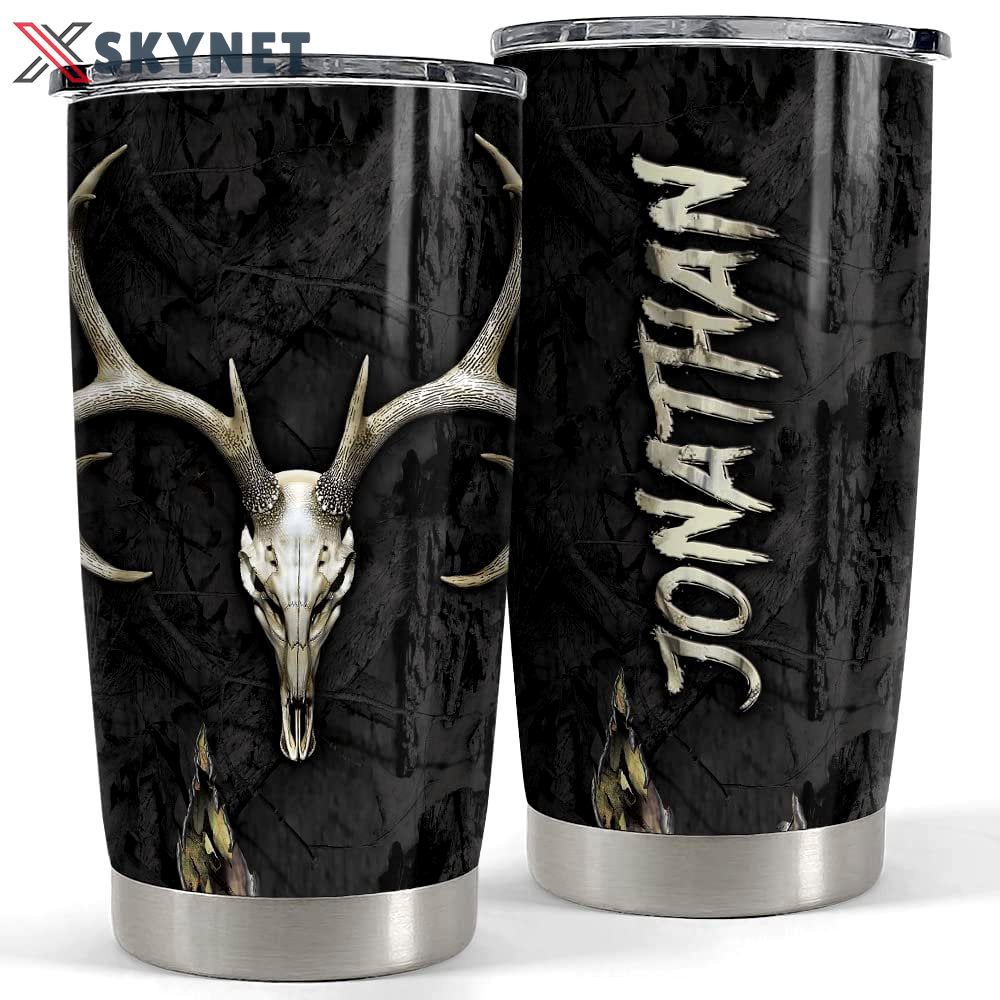 Personalized hunting tumbler deer skull camouflage for hunting lover Personalized Tumbler