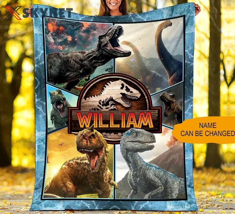 Personalized jurässic world blanket, jurässic park fleece blanket,  jurässic park quilt, dinosaur blanket, christmas gifts, birthday gifts Quilt Blanket