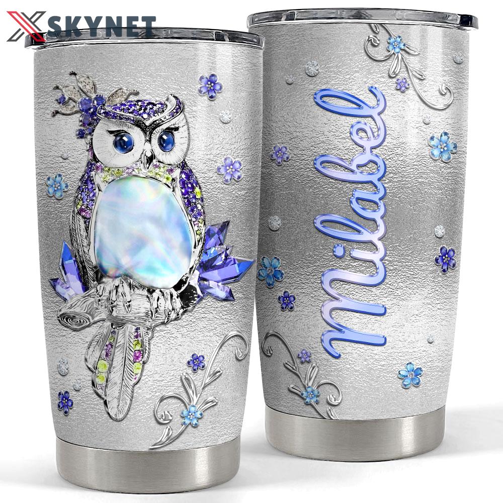 Personalized owl tumbler jewelry style with custom name Personalized Tumbler