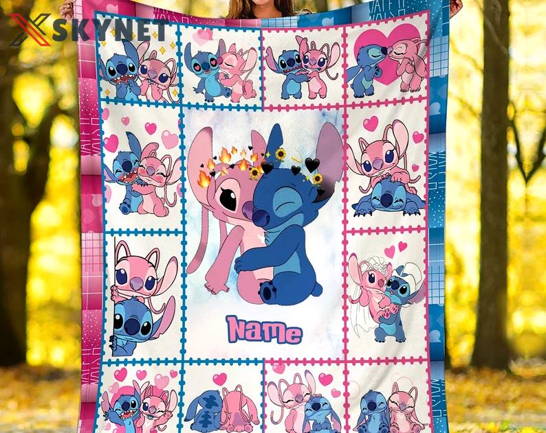 Personalized stitch and angel blanket stitch fleece blanket stitch couple blanket quilt stitch couch sofa blanket stitch home decor Quilt Blanket