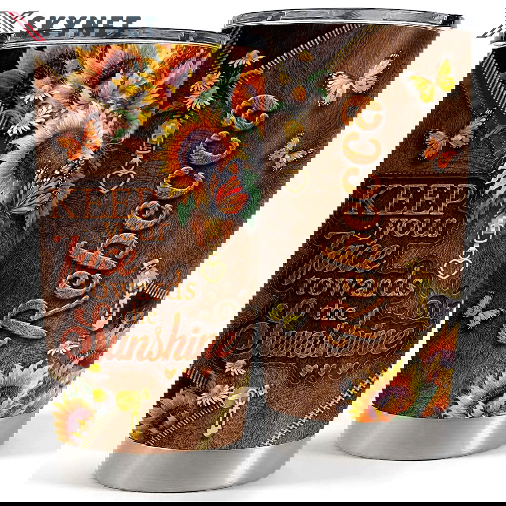 Personalized sunflower tumbler with lid motivation for women girl Personalized Tumbler