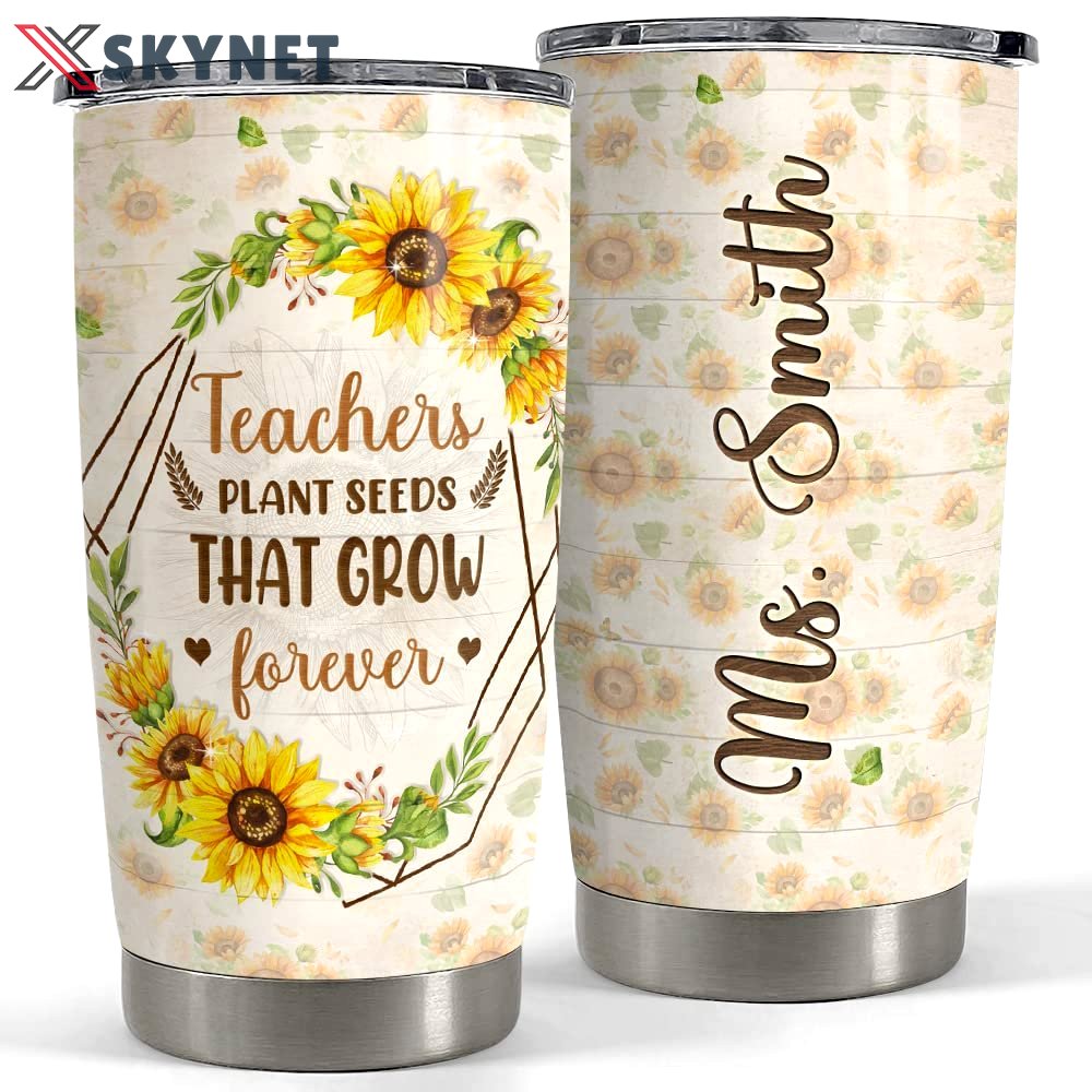 Personalized teacher tumbler sunflower plant seeds that grow for teacher Personalized Tumbler