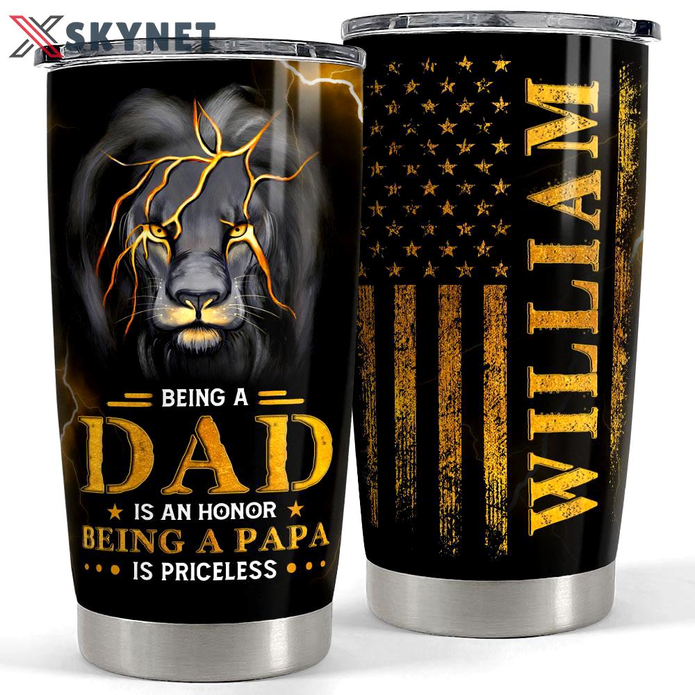 Personalized tumbler for dad papa lion father with customize name Personalized Tumbler