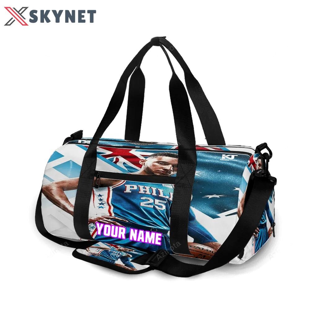 Philadelphia 76ers ben simmons blue flag personalized name travel bag gym bag 2248 Travel Bag