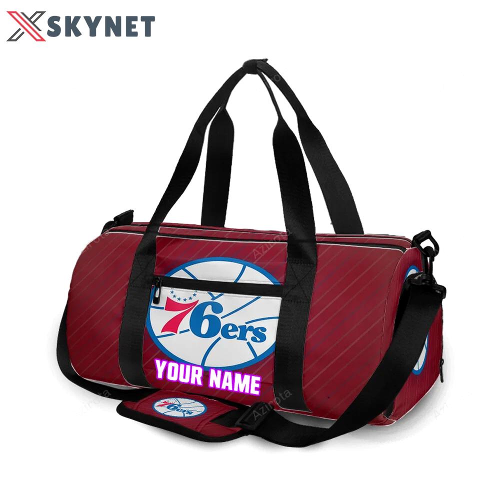 Philadelphia 76ers white red personalized name travel bag gym bag 2187 Travel Bag