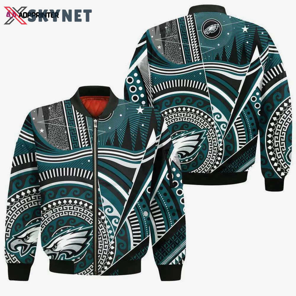 Philadelphia eagles bohemian pattern bomber jacket- greenblack Bomber Jacket