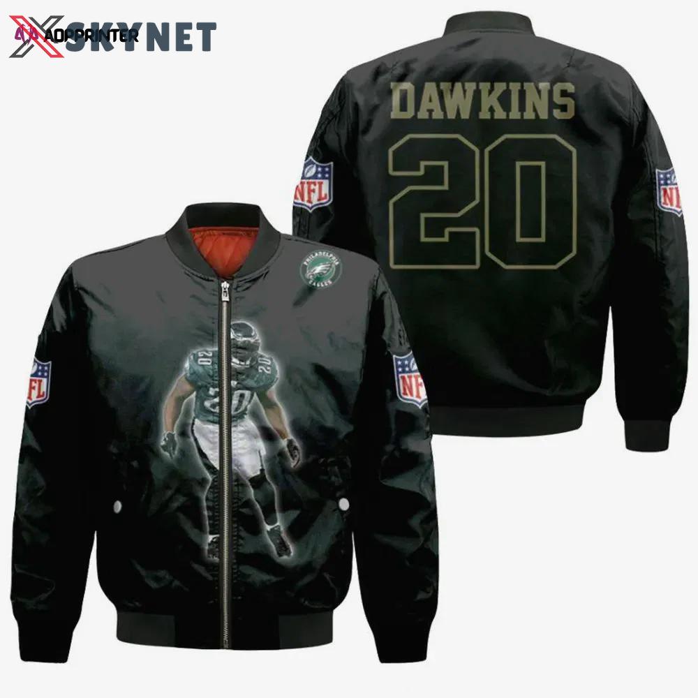 Philadelphia eagles brian dawkins pattern bomber jacket – black Bomber Jacket