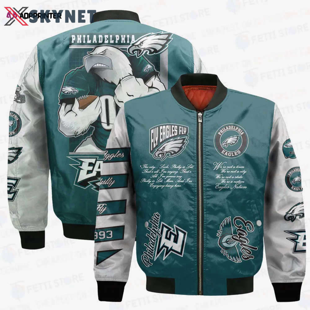 Philadelphia eagles off – white style pattern aop bomber jacket stm Bomber Jacket