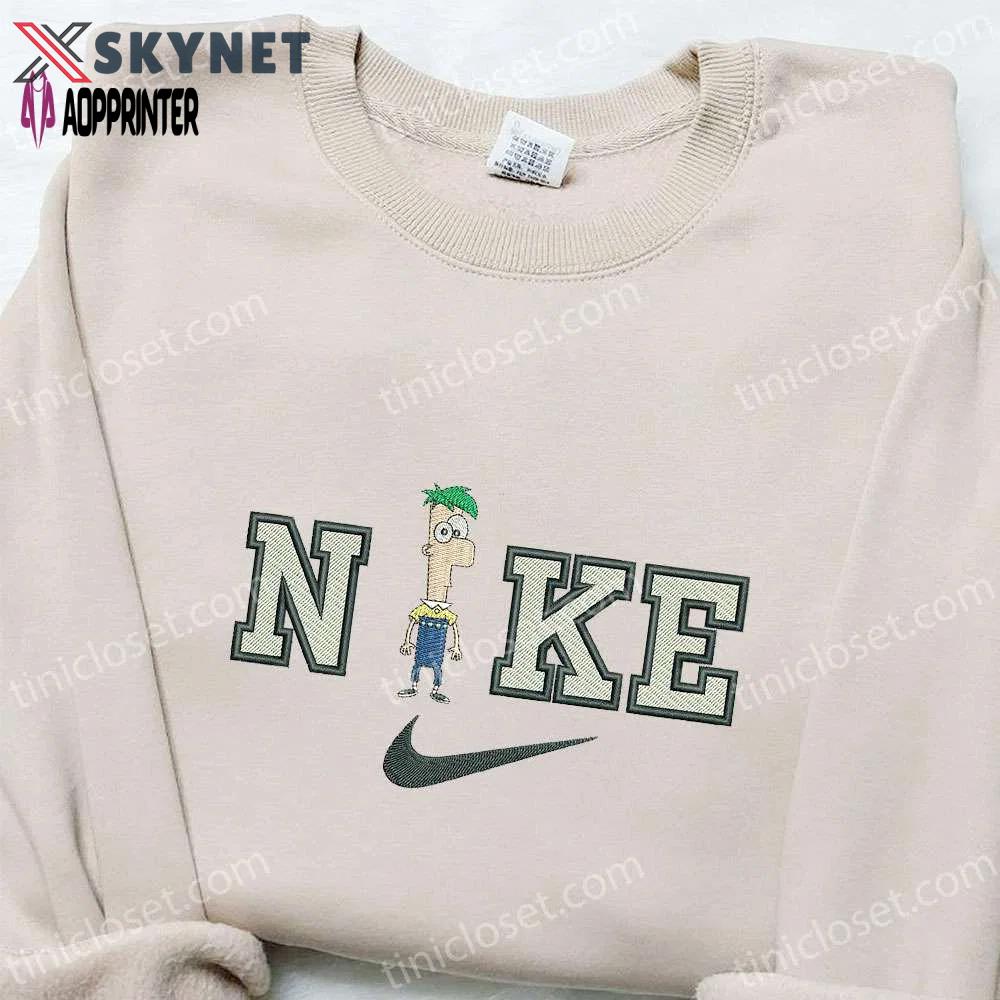 Phineas flynn x nike embroidered shirt & sweatshirt: cartoon style hoodie Embroidered Shirt