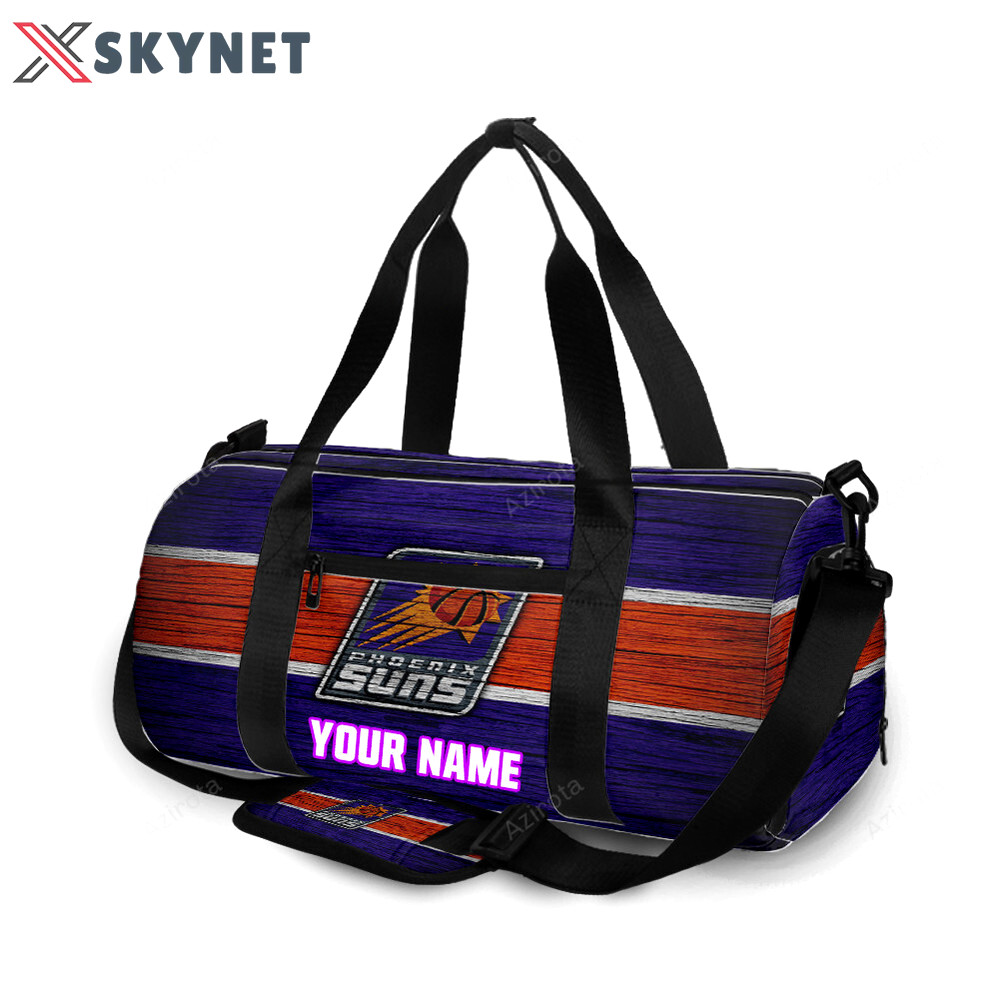 Phoenix suns emblem wooden texture personalized name travel bag gym bag 2372 Travel Bag