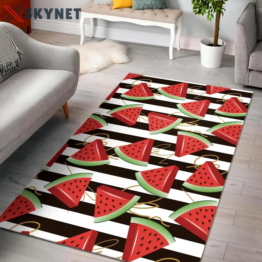 Piece watermelon stripe black pattern print area rug living room rug home decor Rectangle Rug