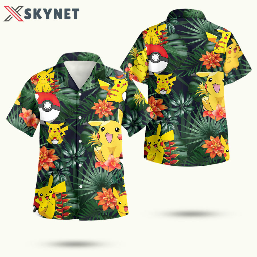 Pikachu pokemon ball hawaiian shirt Hawaii Shirt Shorts & Flip Flops