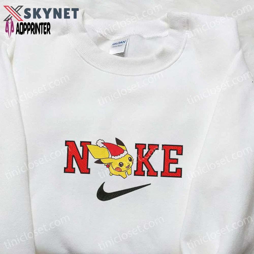 Pikachu run x nike christmas embroidered sweatshirt – perfect christmas gift idea! Embroidered Shirt