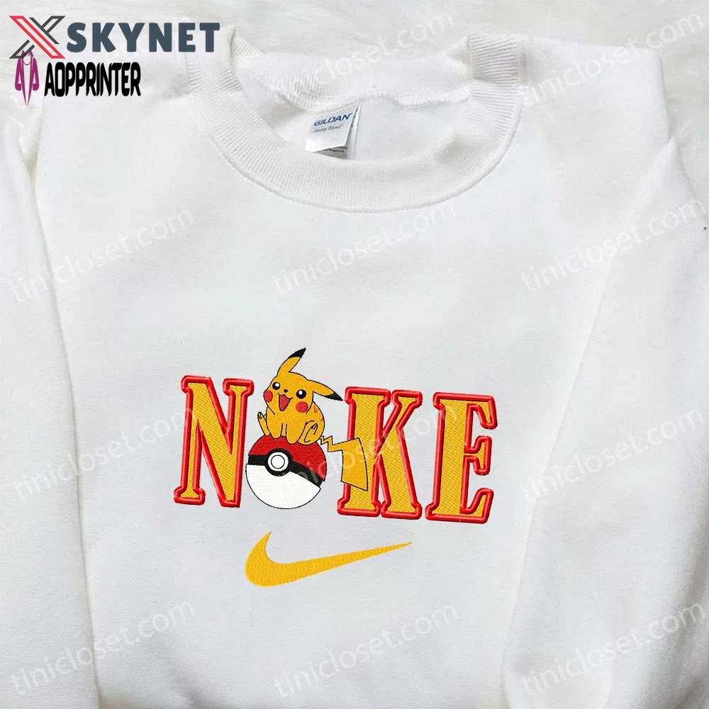 Pikachu x nike anime embroidered tshirt – pokemon & nike inspired shirt Embroidered Shirt