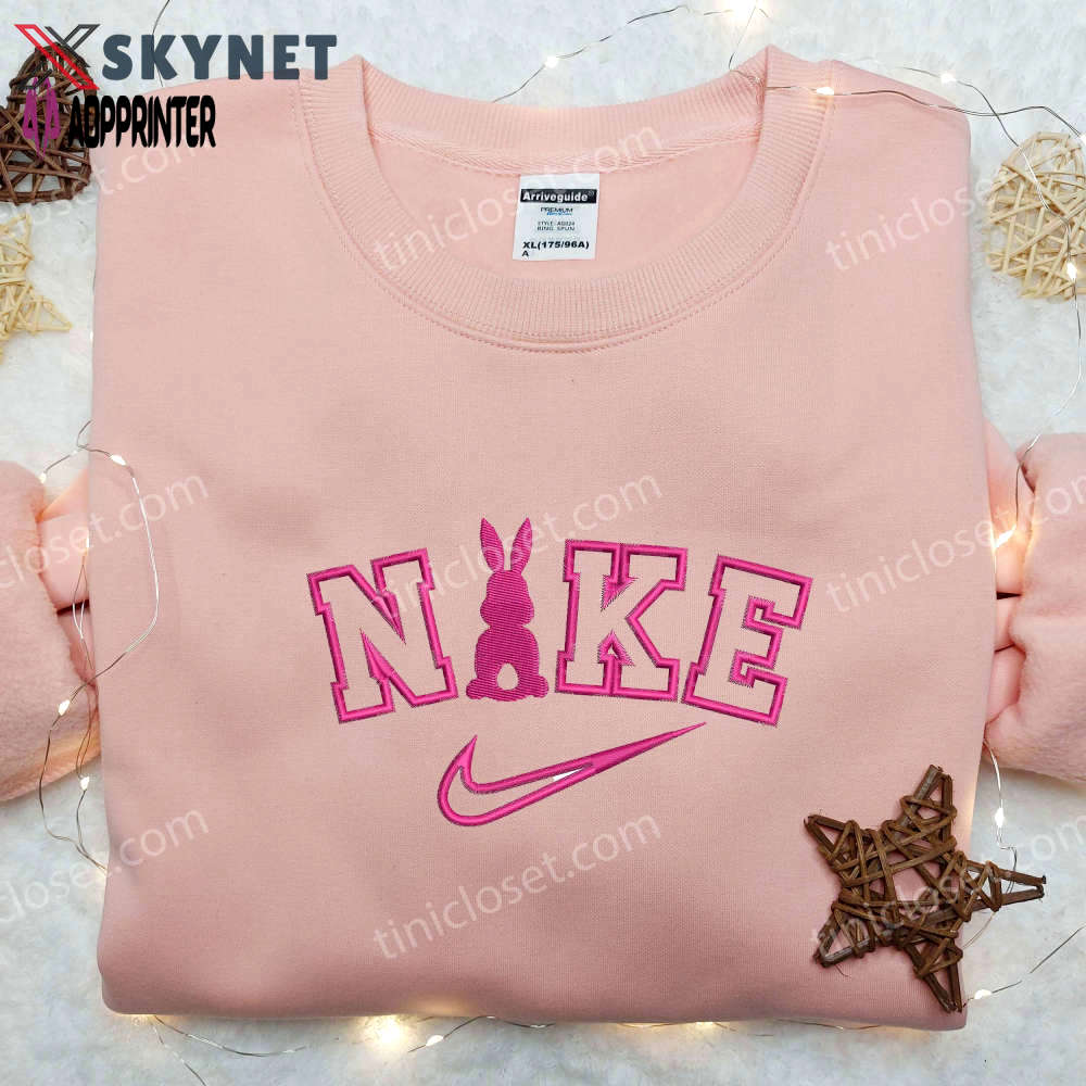 Pink bunny x nike embroidered shirt – unique animal design by nike Embroidered Shirt