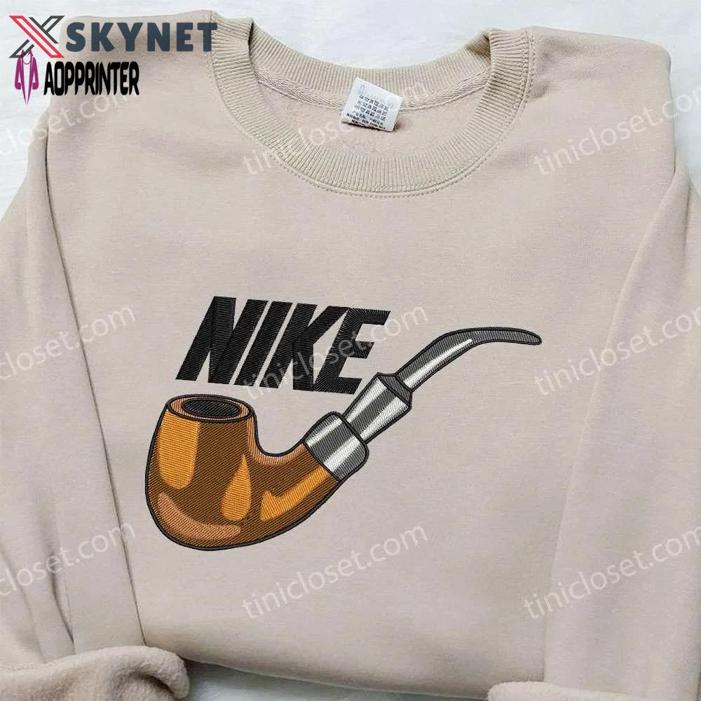 Pipe smoking x nike embroidered hoodie & shirt: best birthday gift ideas Embroidered Shirt