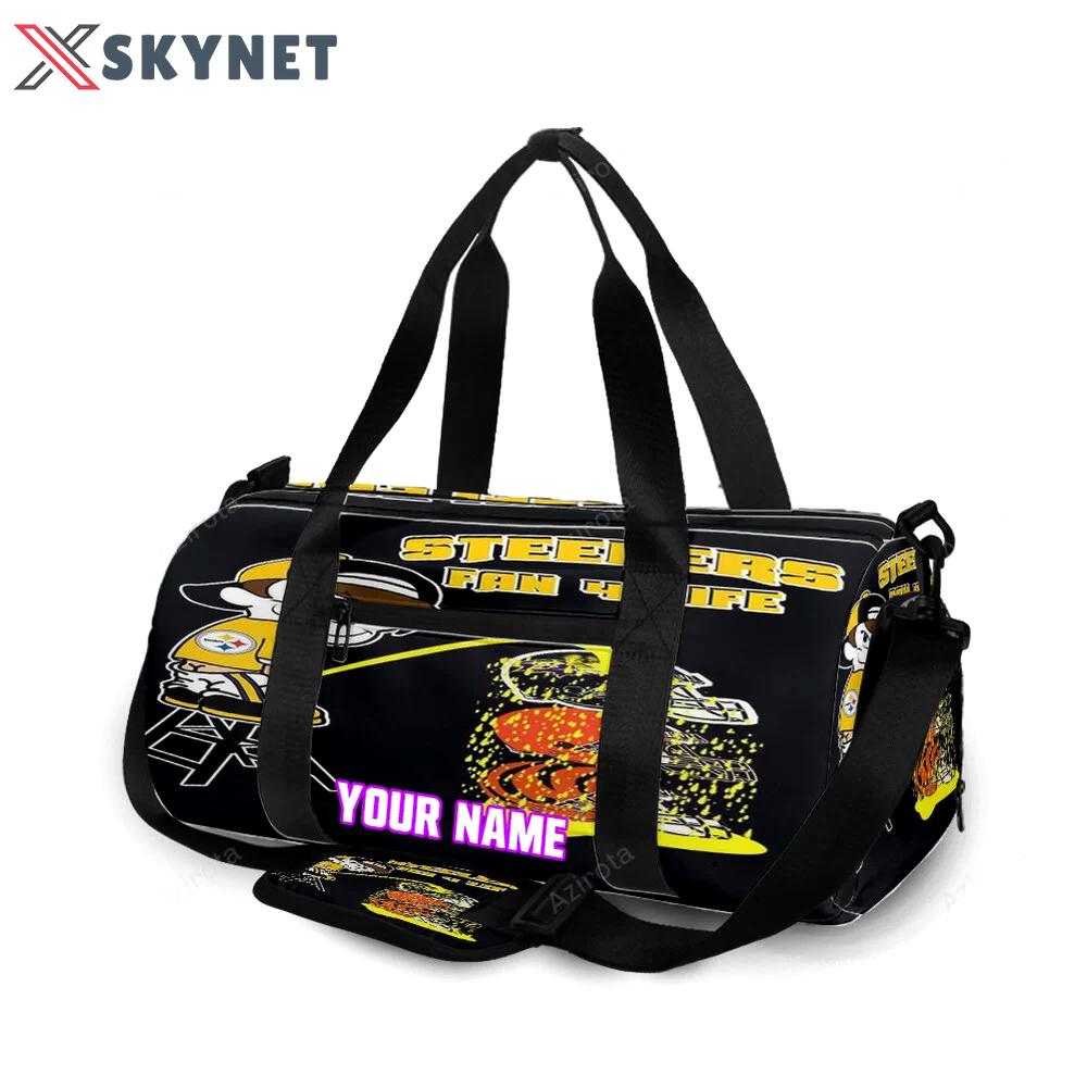 Pittsburgh steelers boy pee funny fan 4 life personalized name travel bag gym bag 1099 Travel Bag
