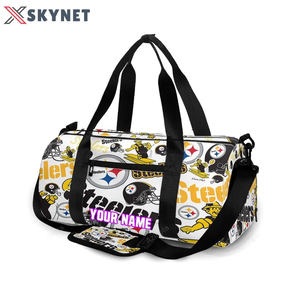 Pittsburgh steelers man emblem seamless personalized name travel bag gym bag 858 Travel Bag