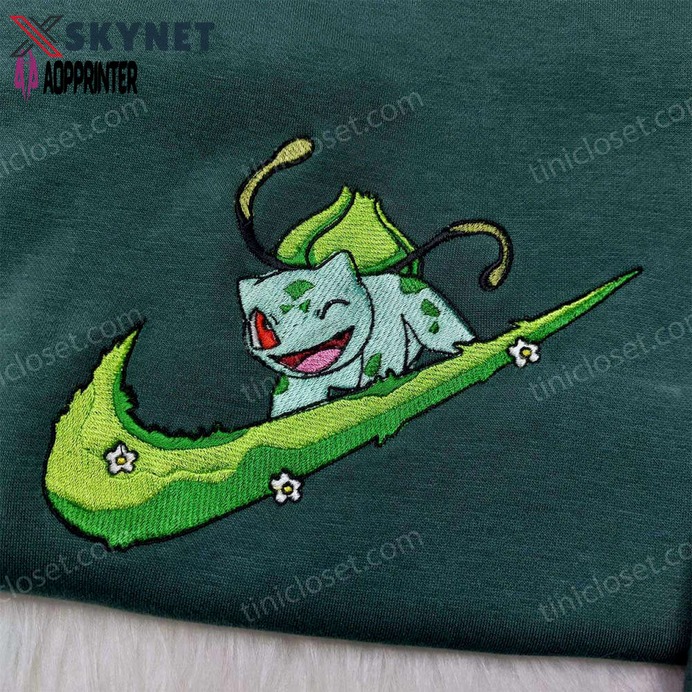 Pokemon bulbasaur nike embroidered sweatshirt – anime custom shirt Embroidered Shirt