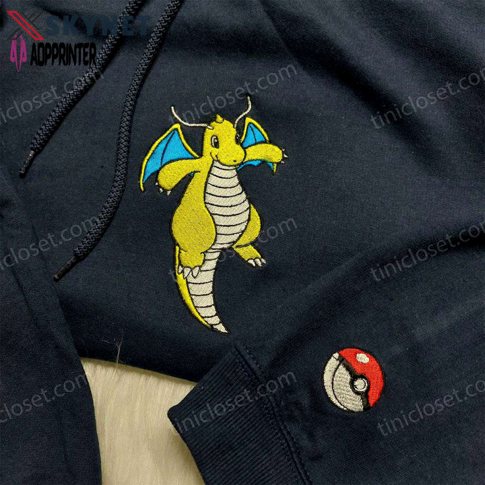 Pokemon dragonite embroidered hoodie sweatshirt & anime shirt – stylish and authentic merchandise Embroidered Shirt