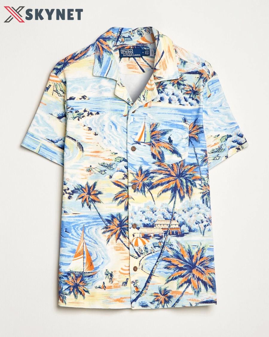 Polo ralph lauren terry hawaiian beach short sleeve shirts Hawaii Shirt Shorts & Flip Flops