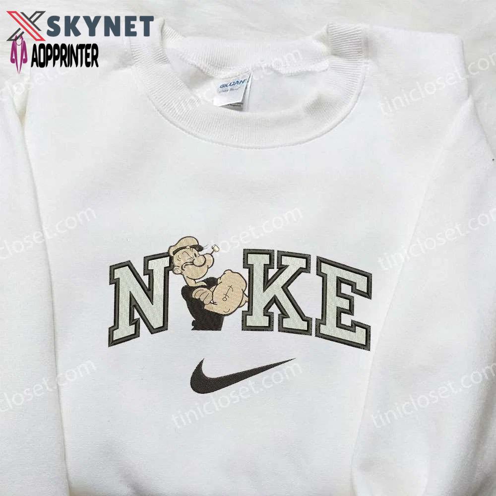 Popeye x nike embroidered sweatshirt – sailor style with nike inspiration Embroidered Shirt