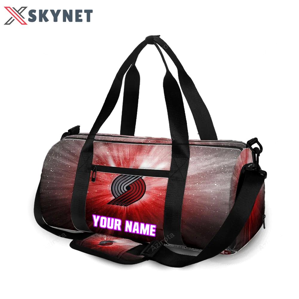 Portland trail blazers red galaxy personalized name travel bag gym bag 2368 Travel Bag