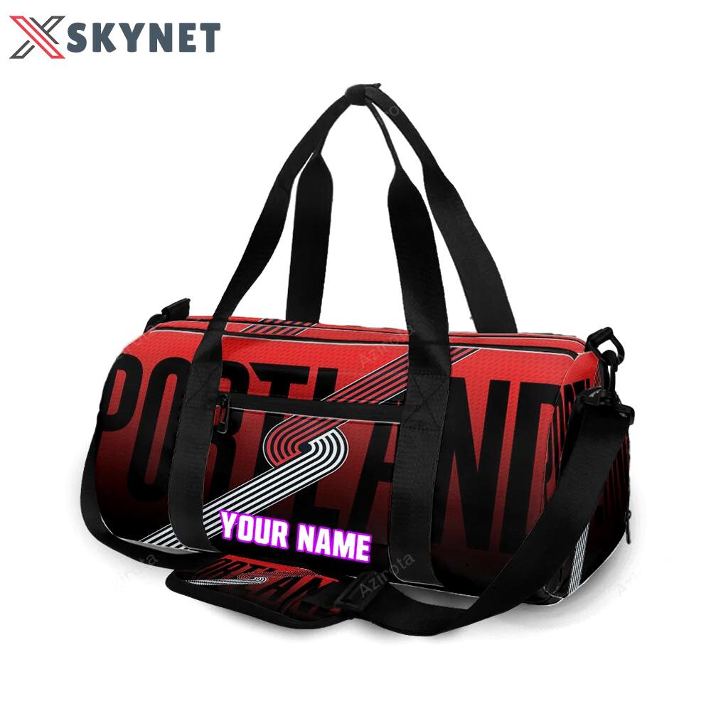 Portland trail blazers red gray black personalized name travel bag gym bag 2302 Travel Bag