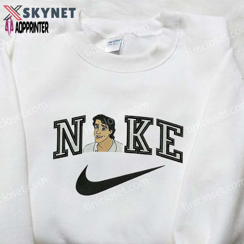 Prince eric x nike embroidered shirt: little mermaid custom design for a unique style! Embroidered Shirt