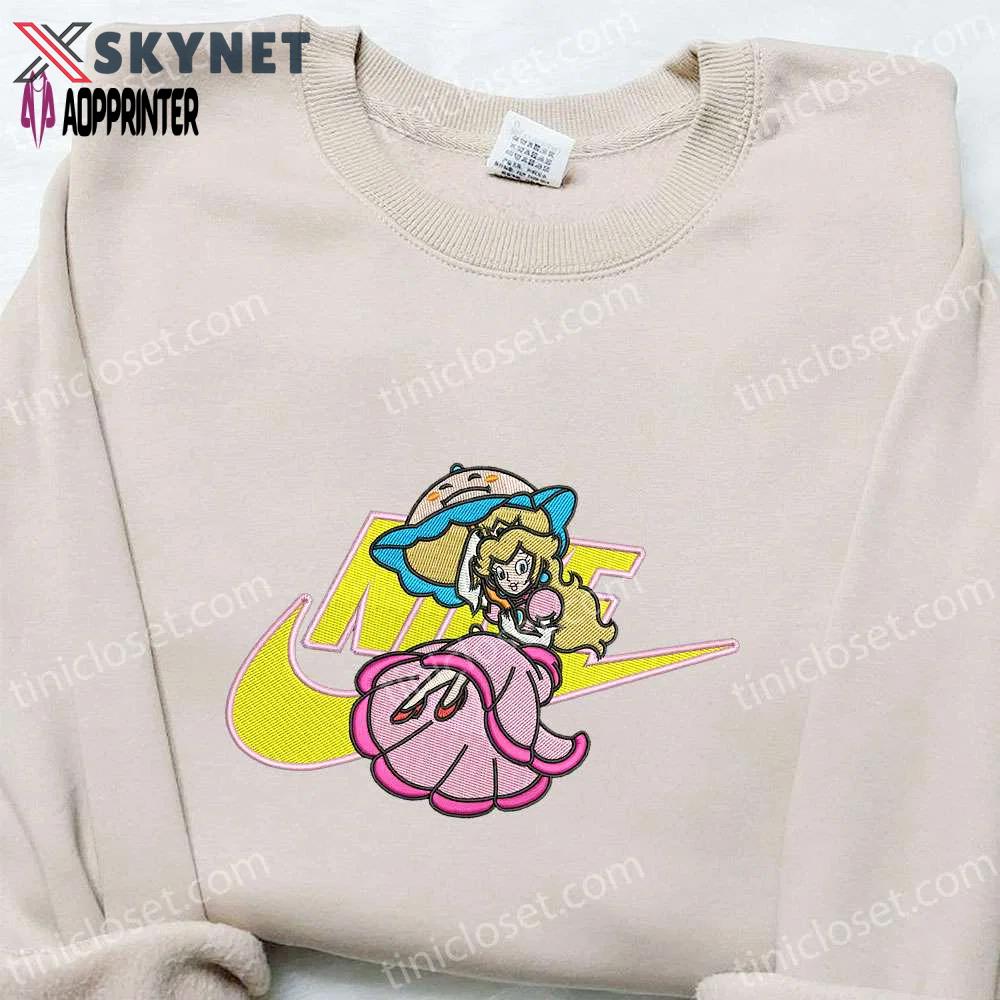 Princess peach x nike embroidered shirt super mario sweatshirt nike-inspired hoodie Embroidered Shirt