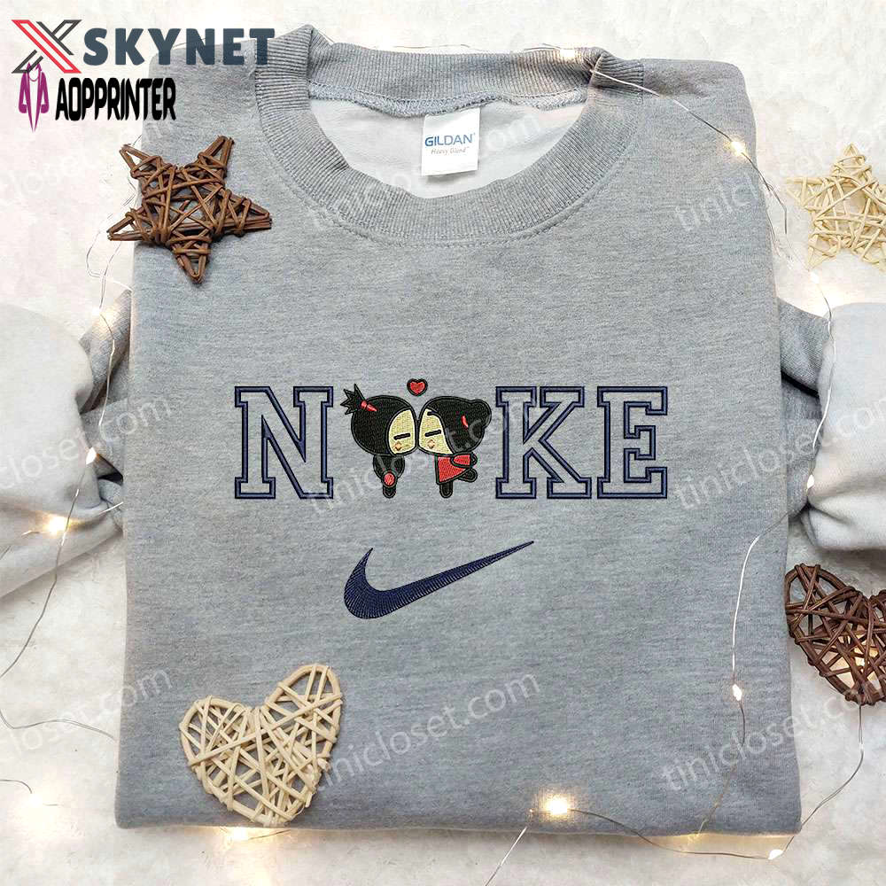 Pucca and garu x nike embroidered shirt – unique design pucca & nike collaboration limited edition Embroidered Shirt