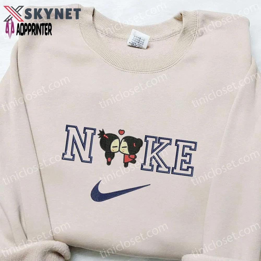 Pucca & garu x nike anime embroidered shirt sweatshirt & hoodie: customized anime apparel at its finest! Embroidered Shirt