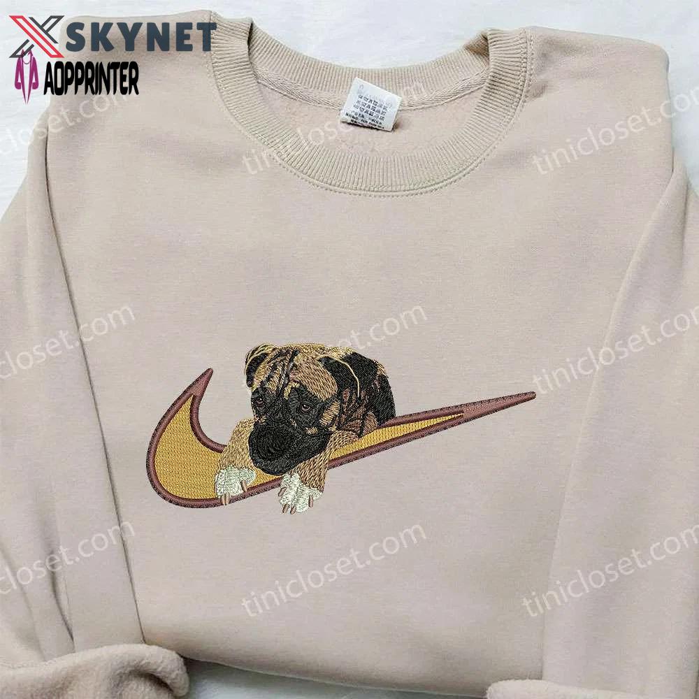 Pug dog x nike embroidered shirt: custom animal tee for nike fans Embroidered Shirt