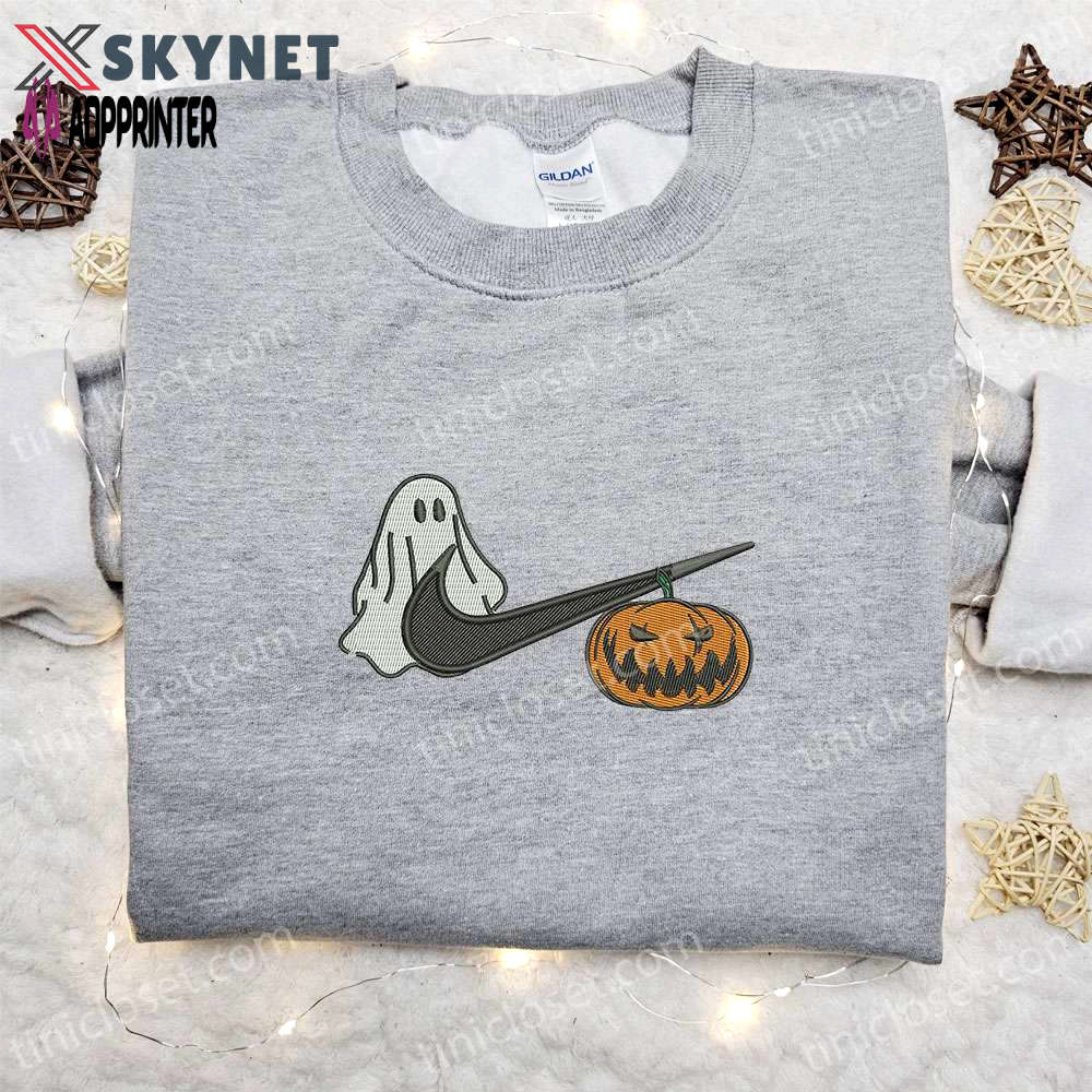 Pumpkin ghost halloween x nike embroidered sweatshirt – best halloween gift ideas for a spooky style Embroidered Shirt