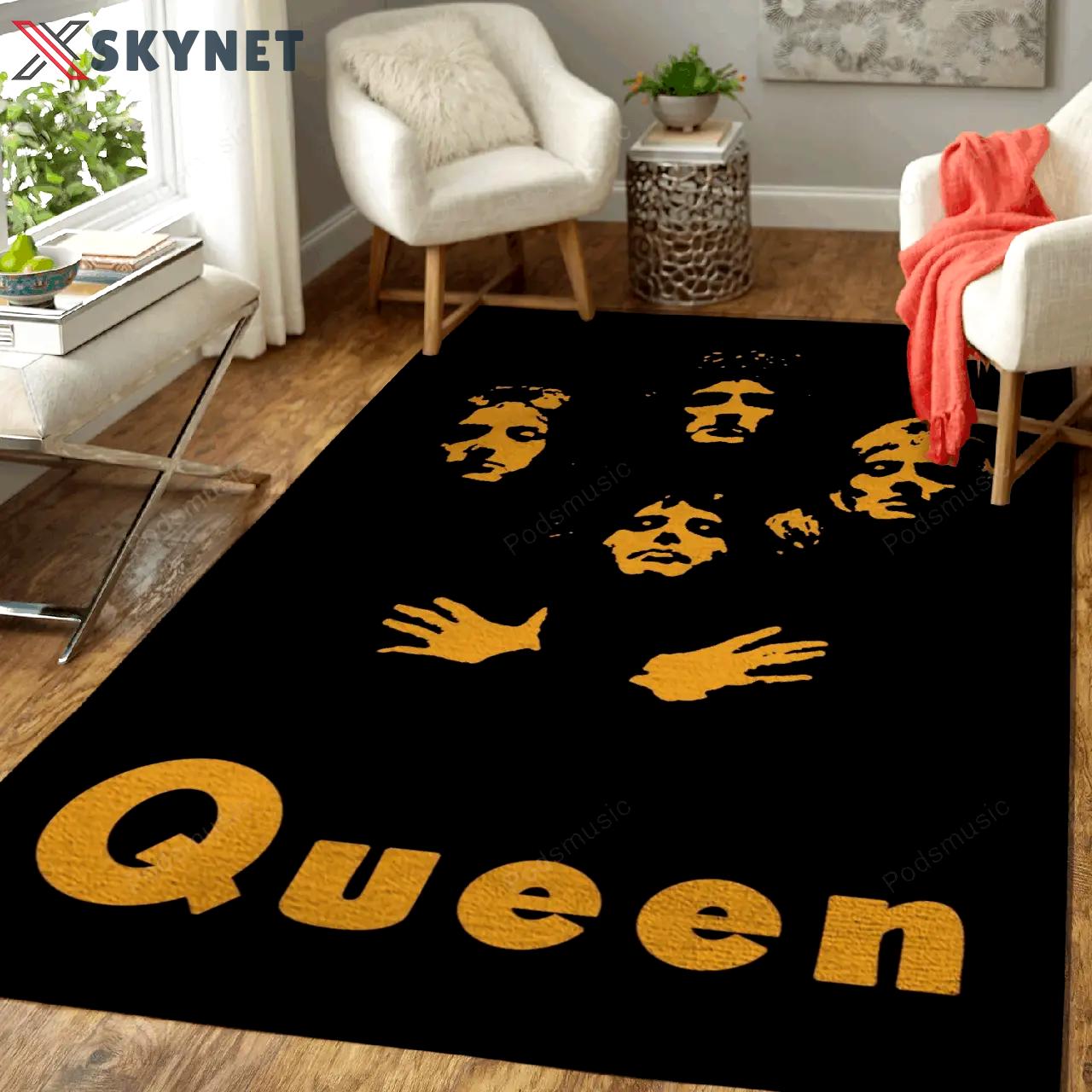 Queen band all about music art for fans area rug living room carpet rug regtangle carpet floor decor home decor Rectangle Rug