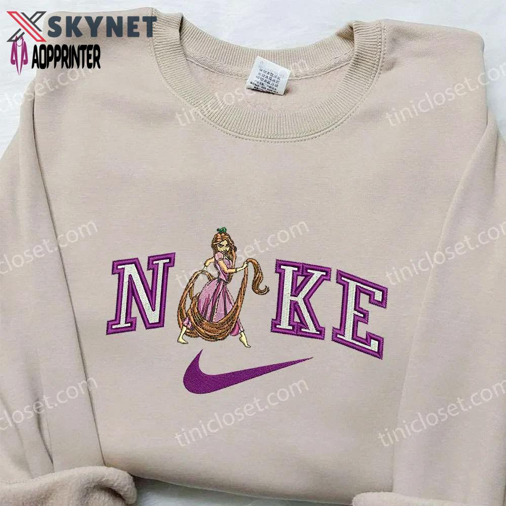 Rapunzel x nike embroidered sweatshirt: tangled disney shirt nike inspired – shop now! Embroidered Shirt
