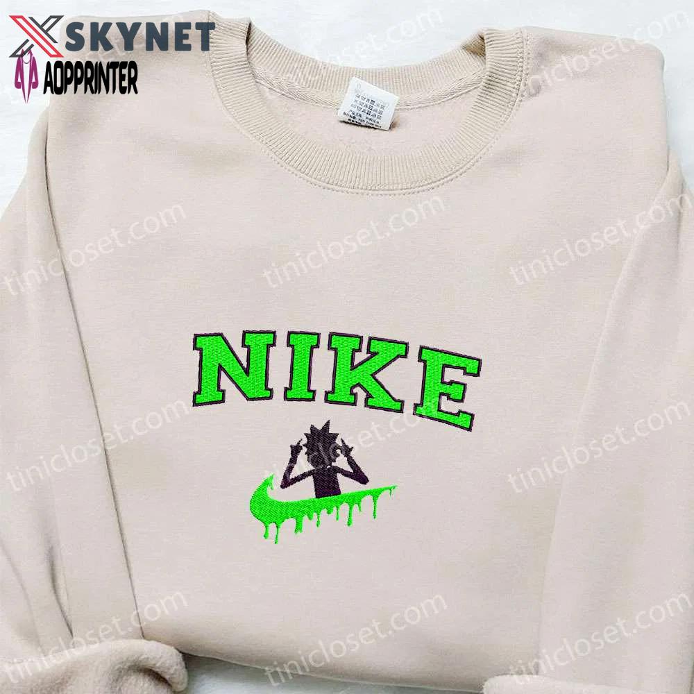 Rick sanchez x nike cartoon sweatshirt: best gift for family – rick and morty embroidered shirt Embroidered Shirt